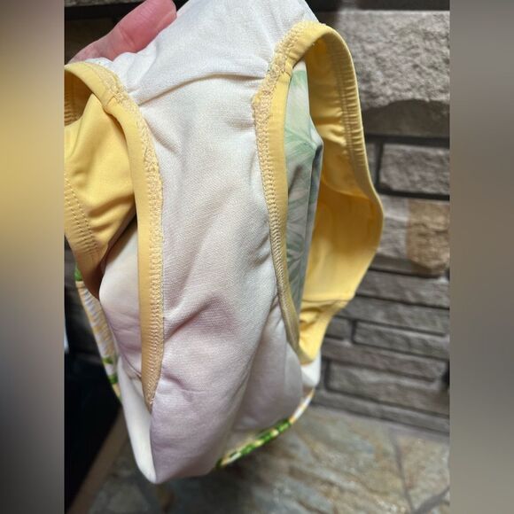 Vintage Jantzen Skirted Swimsuit Bottom Butter Yellow Tropical Floral 14 - Picture 5 of 6